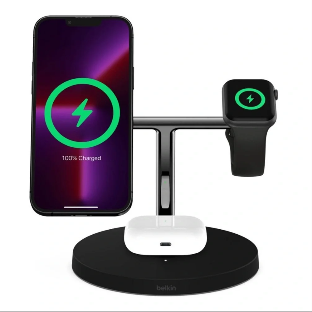 Belkin BoostCharge Pro 15W 3-in-1 Wireless Charger with MagSide NEW IN BOX